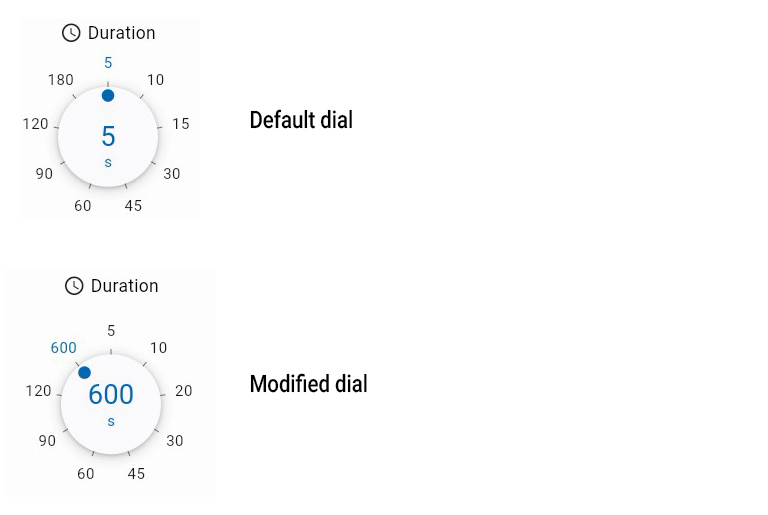 Customize OTDR test durations displayed on duration dial